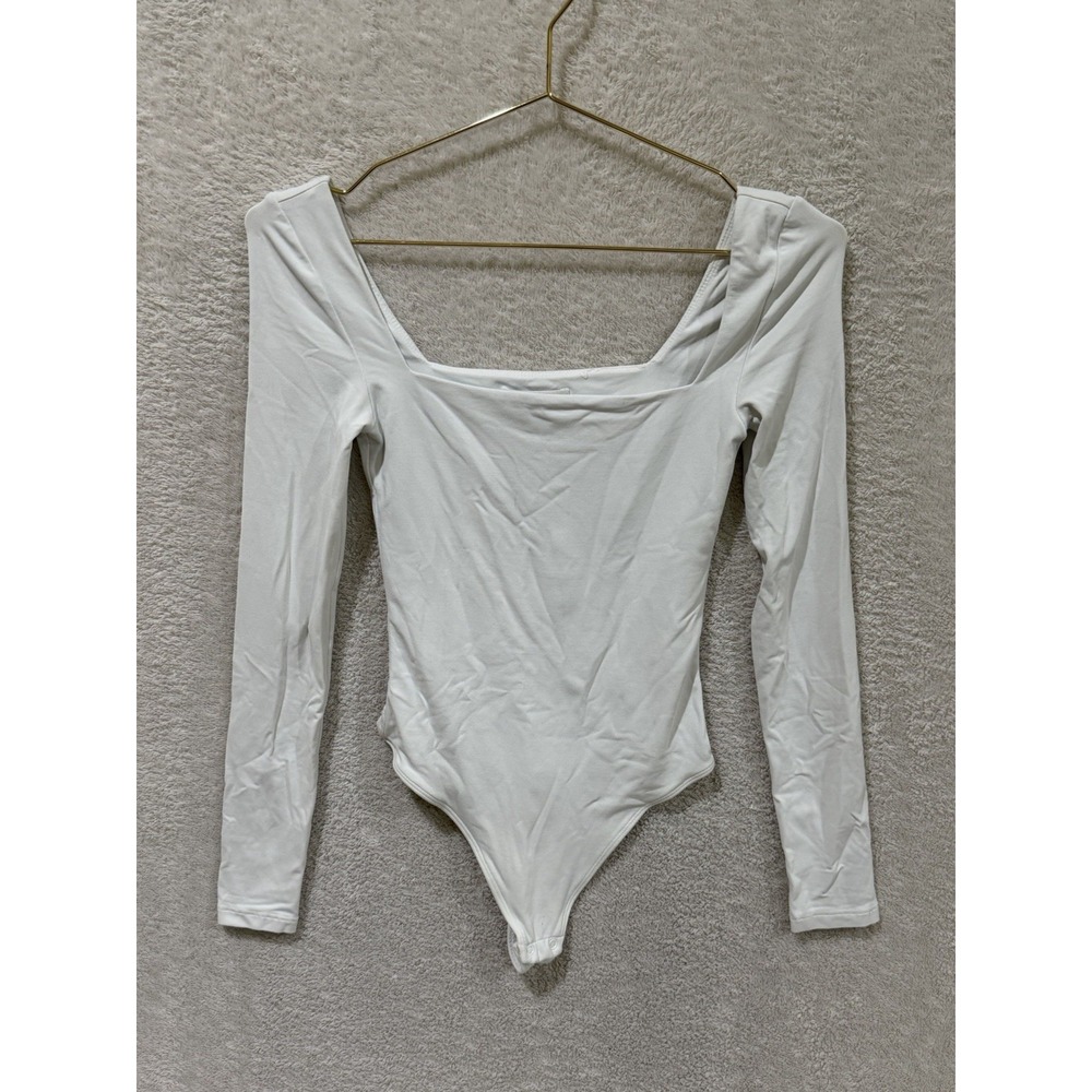 Aritzia BABATON White Square Neck Long Sleeve Bodysuit, Size XS‎